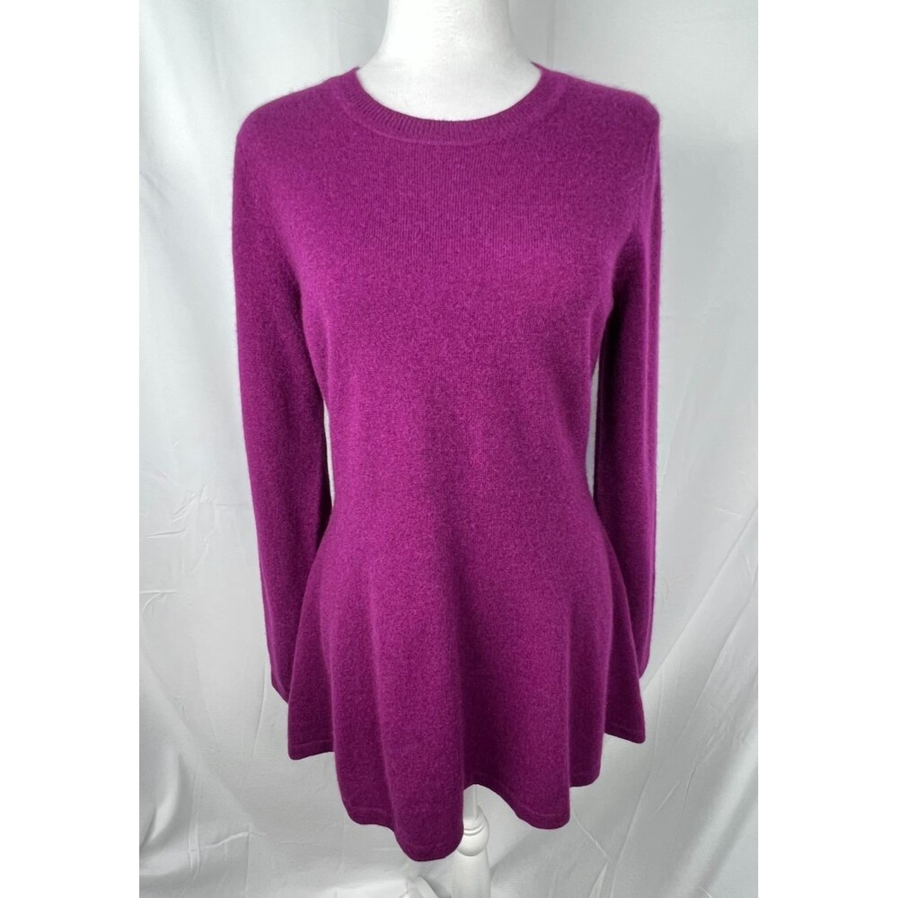 Isaac Mizrahi Live! Womens XS 100% Cashmere Peplum Sweater Tunic Purple Pink